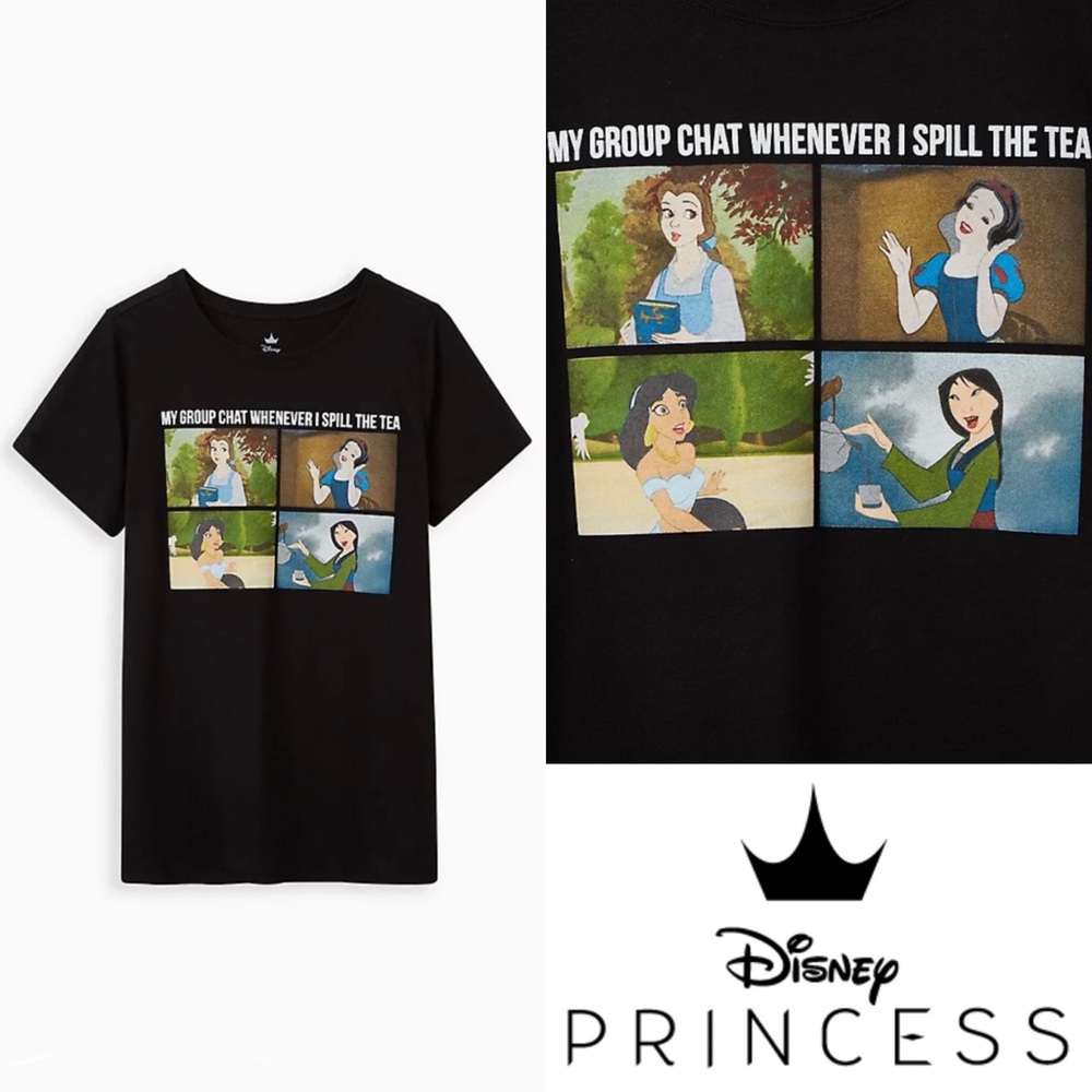 TORRID SLIM FIT CREW TEE - SIGNATURE JERSEY DISNEY PRINCESS TEA MEME